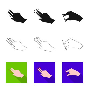 Dokunmatik ve el logo vektör tasarımı. Hisse senedi için dokunmatik ekran ve dokunmatik vektör simge topluluğu.