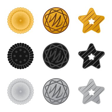 Bisküvi ve kek simge vektör Illustration. Bisküvi ve çikolata vektör simgesini hissenin topluluğu.