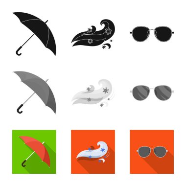 Hava ve İklim logo vektör tasarımı. Hisse senedi için hava ve bulut vektör simge kümesi.