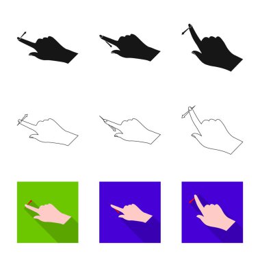 Vektör çizimi dokunmatik ve el işareti. Dokunmatik ekran ayarla ve stok vektör çizim değmek.