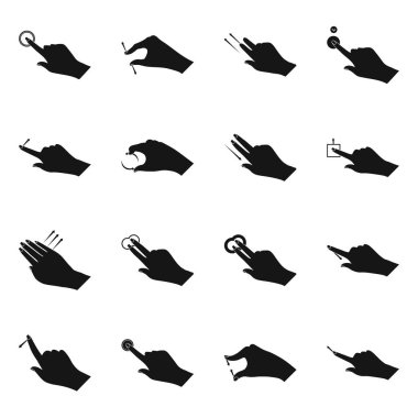 Vektör çizimi dokunmatik ve el işareti. Dokunmatik ekran ayarla ve stok vektör çizim değmek.