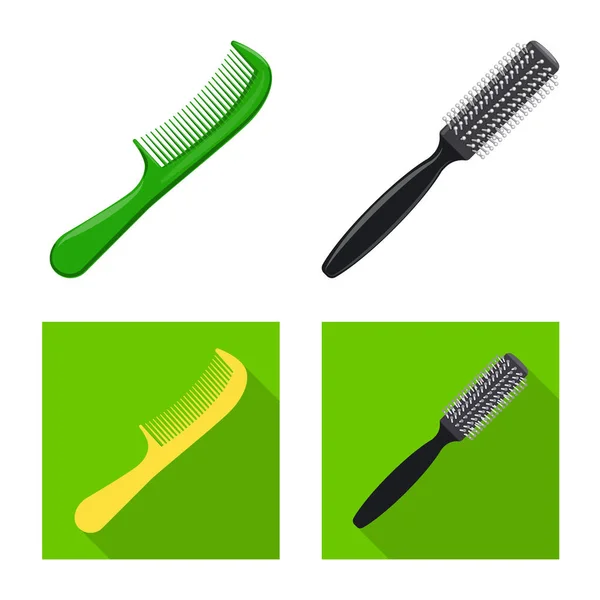Objet isolé de brosse et symbole de cheveux. Collection d'icône vectorielle brosse et brosse à cheveux pour stock . — Image vectorielle