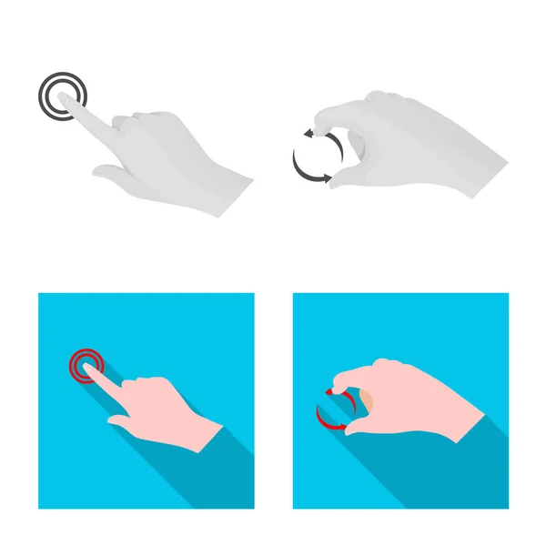 Design vetorial de tela sensível ao toque e logotipo da mão. Coleção de touchscreen e símbolo de estoque de toque para web . —  Vetores de Stock