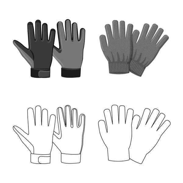 Векторная иллюстрация перчаток и зимнего логотипа. Коллекция перчаток и инвентаря . — стоковый вектор