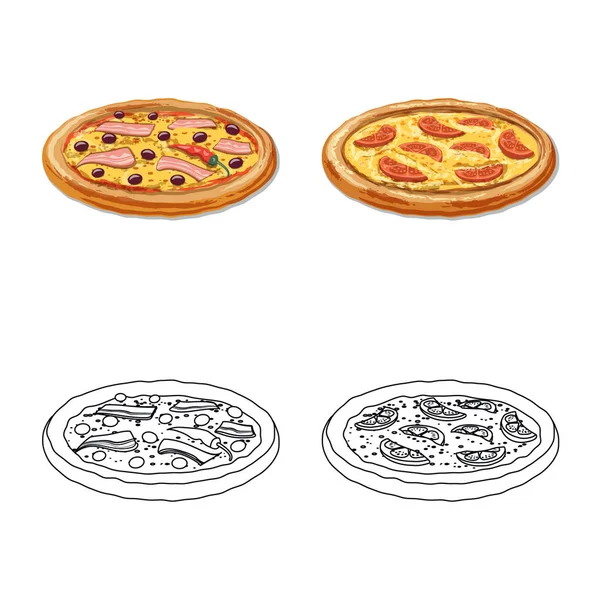 Objeto aislado de pizza y símbolo de comida. Conjunto de pizza y ícono de vector italia para stock . — Vector de stock