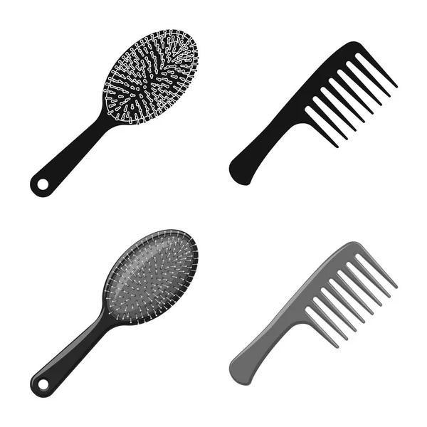 Objet isolé de pinceau et signe capillaire. Collection de brosse et brosse à cheveux symbole de stock pour la toile . — Image vectorielle