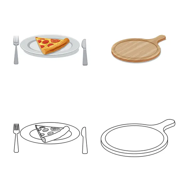 Векторный дизайн пиццы и пищевого символа. Набор пиццы и итальянского символа запаса для интернета . — стоковый вектор