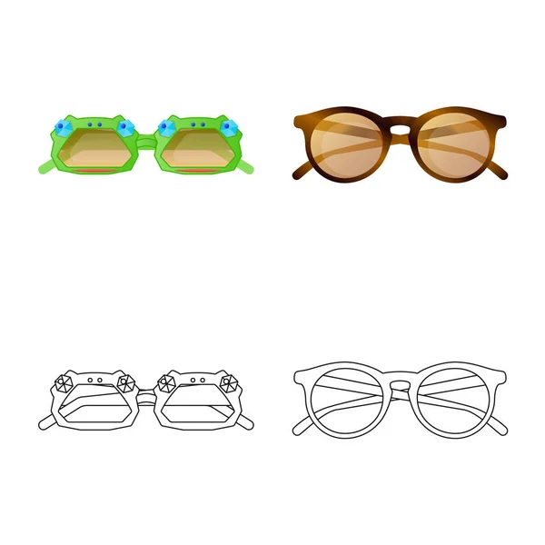Ilustración vectorial del logotipo de gafas y gafas de sol. Colección de gafas y símbolo de stock accesorio para web . — Archivo Imágenes Vectoriales