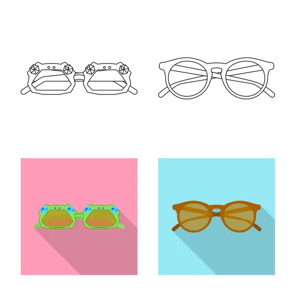 メガネとサングラスのシンボルの孤立したオブジェクト。メガネとアクセサリー web 株式記号のセット. — ストックベクタ