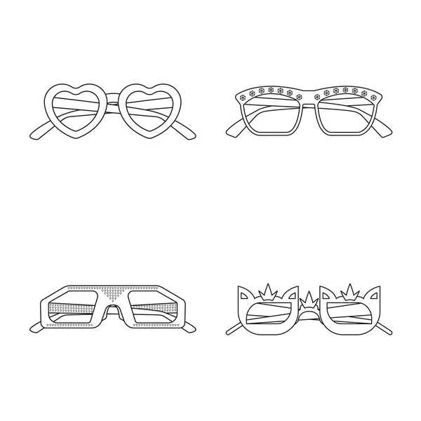 Objeto aislado de gafas y logotipo de gafas de sol. Colección de gafas y accesorio stock vector ilustración . — Archivo Imágenes Vectoriales