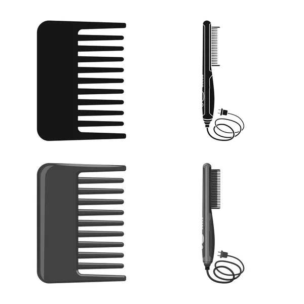 Objet isolé de brosse et symbole de cheveux. Jeu de brosses et brosses à cheveux illustration vectorielle . — Image vectorielle