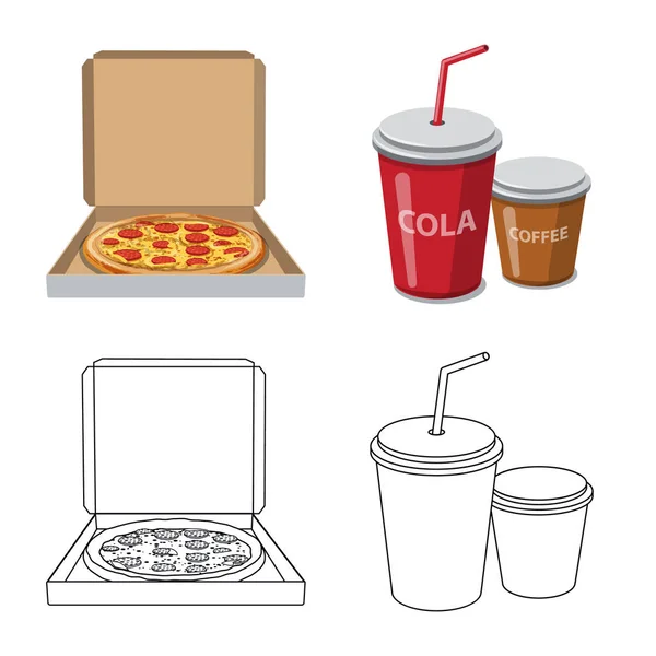 Oggetto isolato di pizza e icona alimentare. Collezione di pizza e stock symbol italia per il web . — Vettoriale Stock
