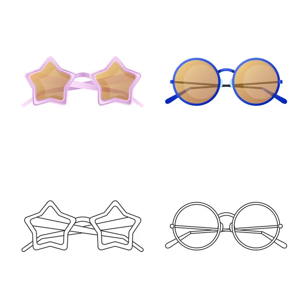 Διανυσματική σχεδίαση του σύμβολο γυαλιά και γυαλιά ηλίου. Σετ ποτήρια και αξεσουάρ διάνυσμα εικονίδιο για το Χρηματιστήριο. — Διανυσματικό Αρχείο