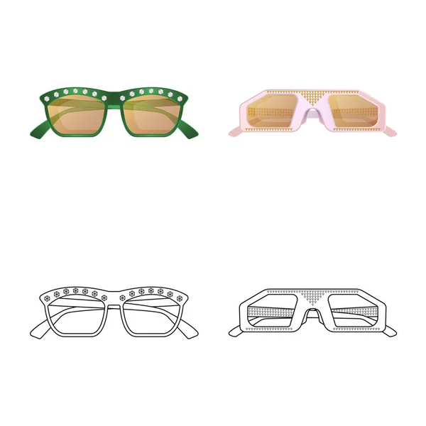 Isoliertes Objekt aus Brille und Sonnenbrille. Sammlung von Brillen und Zubehör Stock Vector Illustration. — Stockvektor
