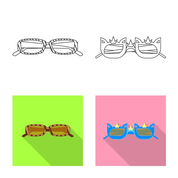 Isolerade objekt av glasögon och solglasögon-ikonen. Uppsättning av glasögon och tillbehör vector ikon för lager. — Stock vektor