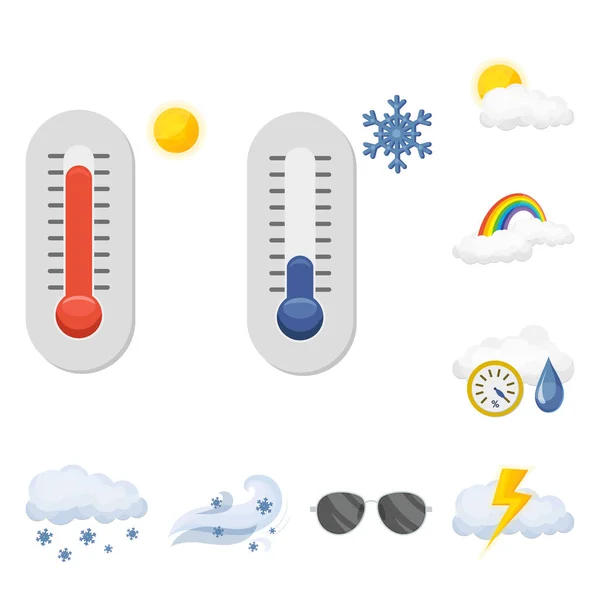 Illustrazione vettoriale del clima e del simbolo climatico. Raccolta dell'illustrazione vettoriale del meteo e del cloud stock . — Vettoriale Stock