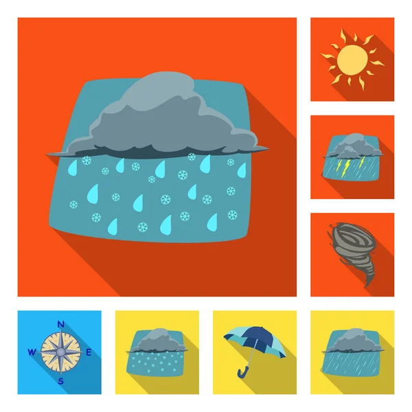 Vector design of weather and climate symbol. Set of weather and cloud vector icon for stock. — Stock Vector