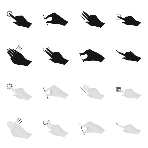 Oggetto isolato di touchscreen e simbolo della mano. Set di touchscreen e touch stock illustrazione vettoriale . — Vettoriale Stock