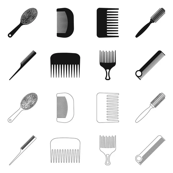 Ilustración vectorial del pincel y el símbolo del cabello. Colección de cepillo y cepillo vector icono para stock . — Archivo Imágenes Vectoriales