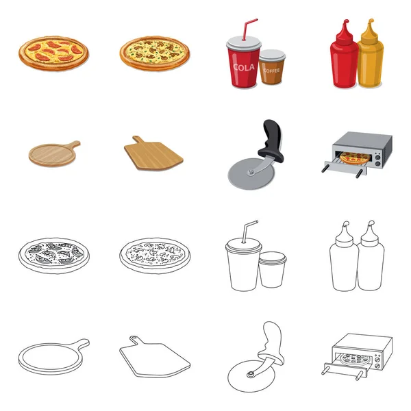 Illustrazione vettoriale di pizza e simbolo alimentare. Collezione di pizza e stock symbol italia per il web . — Vettoriale Stock