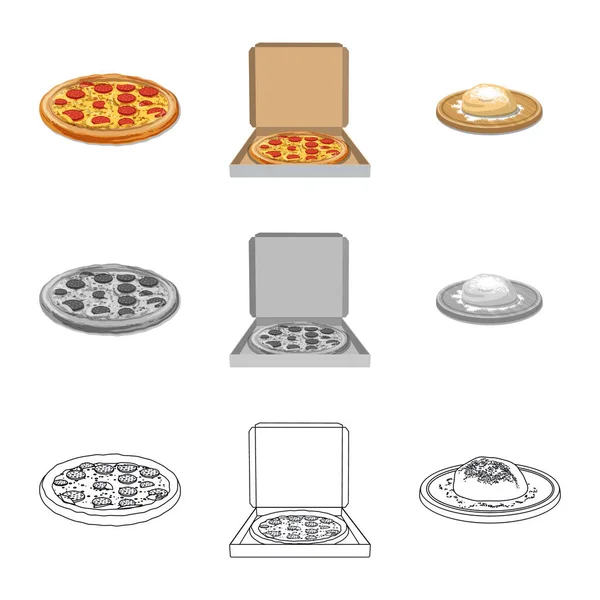Vektorová design ikony pizzy a jídla. Sada pizza a Itálie vektorové ikony pro stock. — Stockový vektor