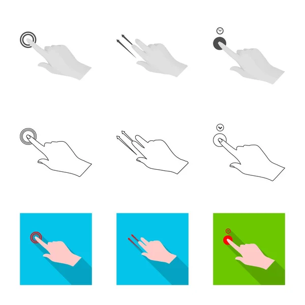 Vectorillustratie van touchscreen en hand logo. Collectie van touchscreen en touch vector pictogram voor voorraad. — Stockvector