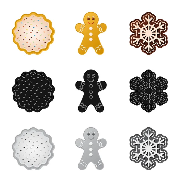 Illustration vectorielle de biscuit et icône de cuisson. Collection d'illustrations vectorielles de biscuits et de chocolat . — Image vectorielle