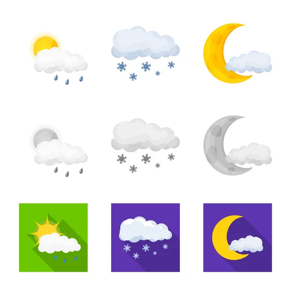 Design vettoriale dell'icona meteo e climatica. Raccolta di meteo e cloud stock simbolo per il web . — Vettoriale Stock