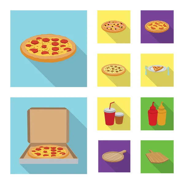 Objeto isolado de pizza e sinal de comida. Coleção de pizza e itália ilustração vetor estoque . —  Vetores de Stock