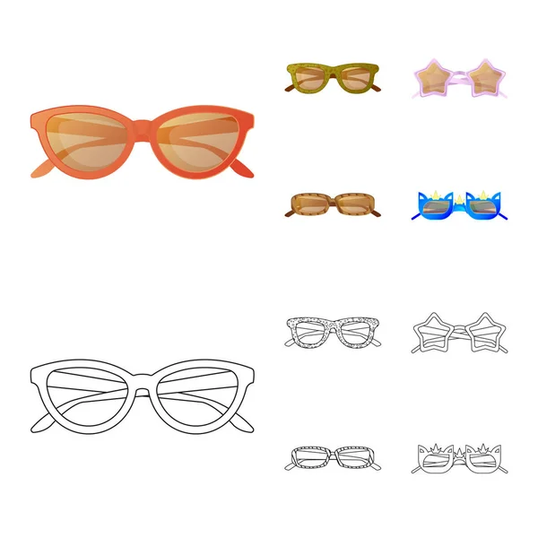 Isoliertes Objekt aus Brille und Sonnenbrille. Sammlung von Brillen und Zubehör Vektor-Symbol für Lager. — Stockvektor