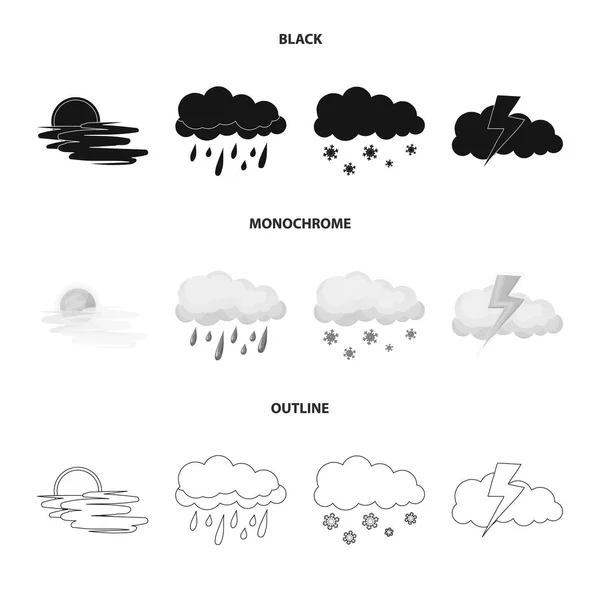 날씨와 기후 로고의 벡터 그림입니다. 웹에 대 한 날씨와 구름 주식 기호 모음. — 스톡 벡터