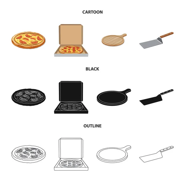 比萨和食物标志的向量例证。收藏比萨和意大利股票矢量插图. — 图库矢量图片