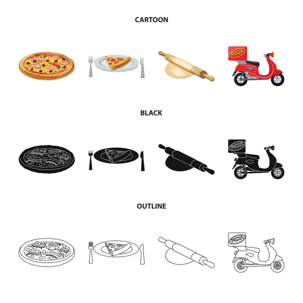 比萨和食物图标的矢量插图。一套比萨和意大利股票矢量插图. — 图库矢量图片