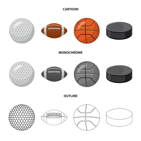 Diseño vectorial del logo del deporte y la pelota. Conjunto de deporte y símbolo de stock atlético para web . — Vector de stock