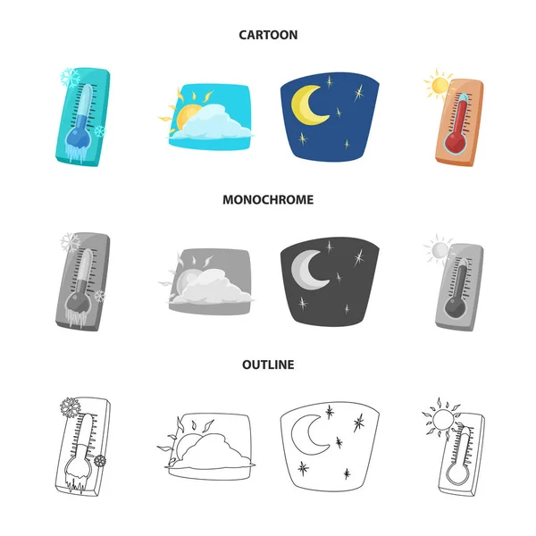 Vector design of weather and climate sign. Set of weather and cloud stock vector illustration. — Stock Vector