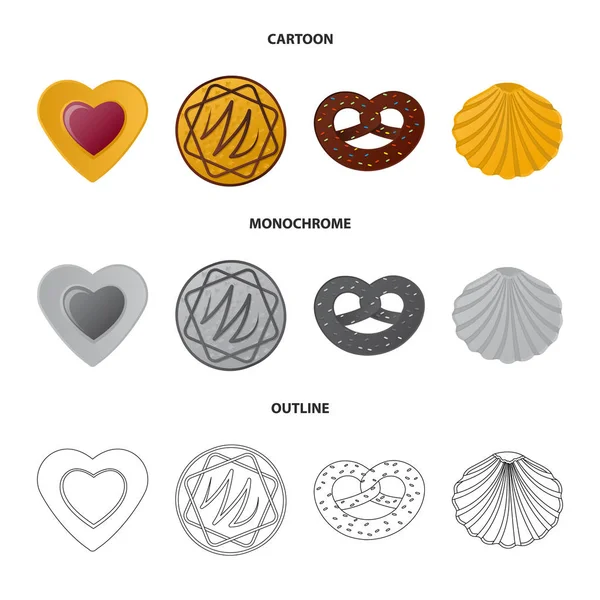 Ilustración vectorial de la galleta y el icono de hornear. Set de galletas y chocolate vector icono para stock . — Vector de stock