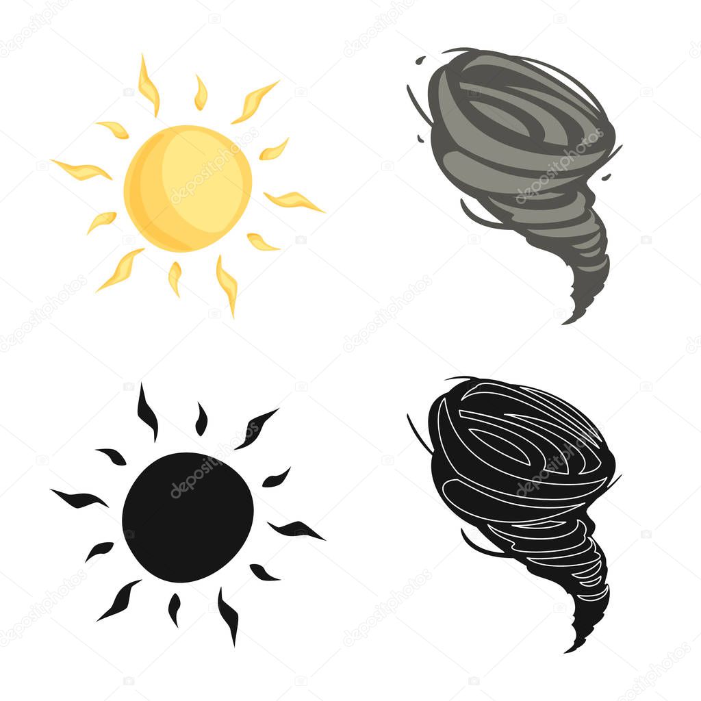 Vector design of weather and climate sign. Set of weather and cloud vector icon for stock.