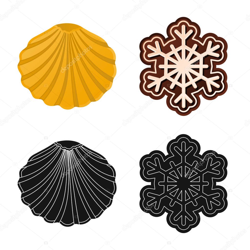 Vector design of biscuit and bake logo. Set of biscuit and chocolate stock vector illustration.