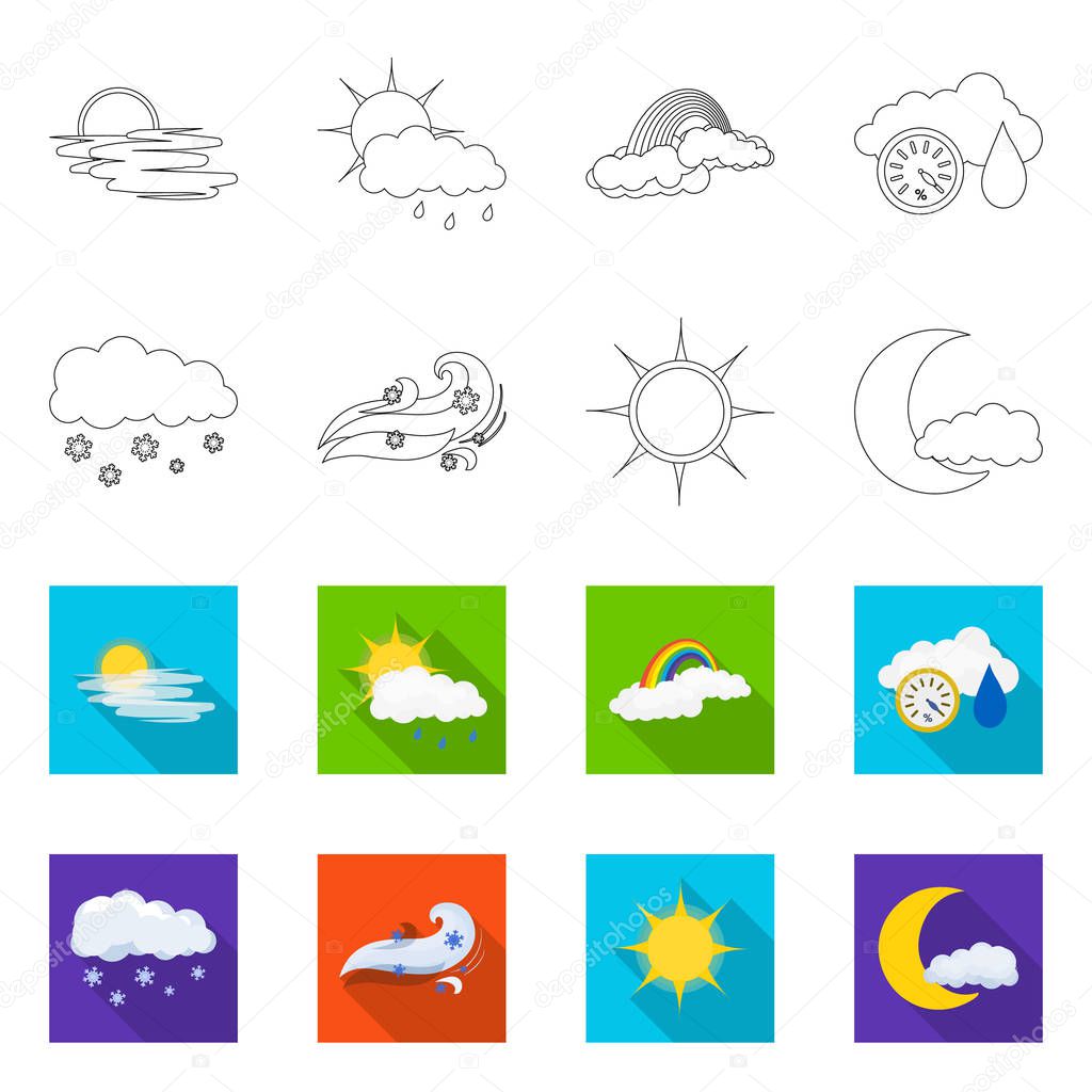 Isolated object of weather and climate sign. Collection of weather and cloud stock symbol for web.