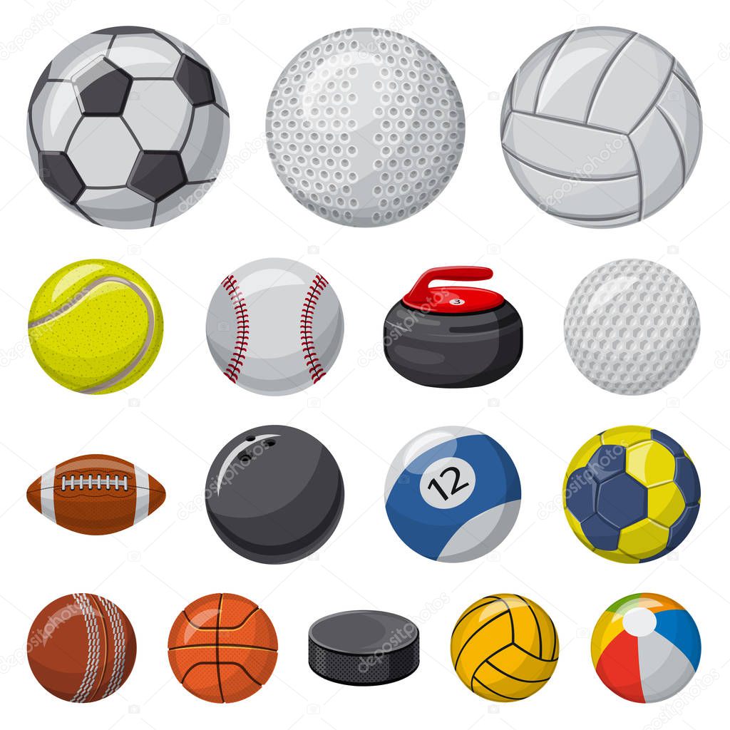 Vector illustration of sport and ball icon. Set of sport and athletic vector icon for stock.
