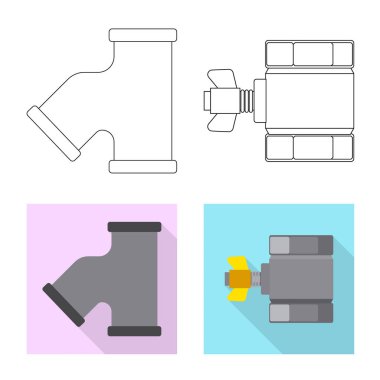 Boru ve tüp işareti illüstrasyon vektör. Boru ve boru hattı hisse senedi vektör çizim seti.