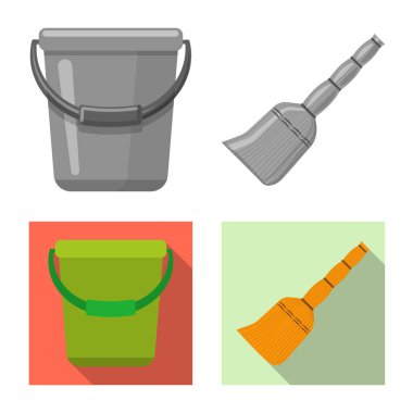 Temizlik ve servis işareti yalıtılmış nesne. Temizlik ve ev hisse senedi vektör çizim topluluğu.