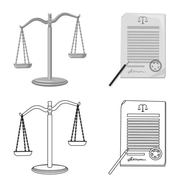 Isolated object of law and lawyer sign. Set of law and justice stock symbol for web. — Stock Vector