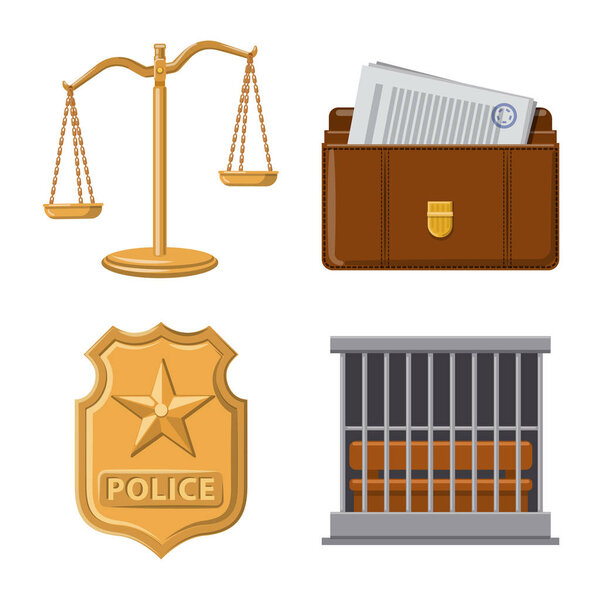 Vector design of law and lawyer sign. Set of law and justice vector icon for stock.
