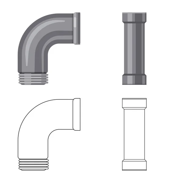 Objeto isolado de tubo e logotipo do tubo. Coleção de ilustrações vetoriais de tubulação e tubulação . — Vetor de Stock