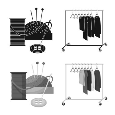 Çamaşırhane ve temiz işareti vektör tasarımı. Web için çamaşır ve giysi hisse senedi simgesi kümesi.