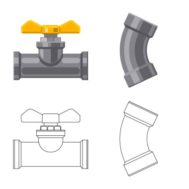 Boru ve tüp simge vektör Illustration. Boru ve boru hattı vektör simgesini hissenin topluluğu.