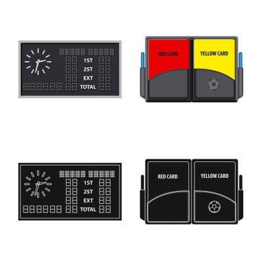 Vektör çizimi futbol ve dişli işareti. Hisse senedi için futbol ve turnuva vektör simge kümesi.