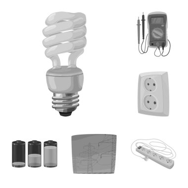 Elektrik ve elektrik sembolü yalıtılmış nesne. Elektrik ve enerji hisse senedi vektör çizim.