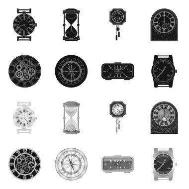 Saat ve saat simgesinin vektör resmi. Saat ve daire hisse senedi simgesi için web topluluğu.